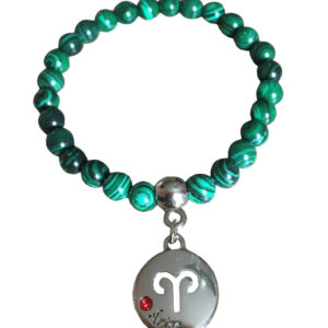 Pulseira Signos - Aries (Malaquita) - Tenjoias.