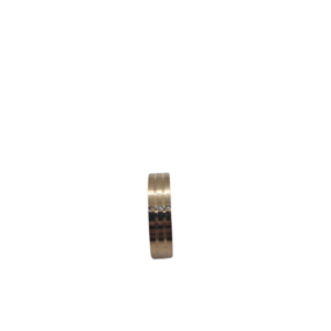 Aliança em ouro reta 2 frisos 3 pedras 5mm 6gr